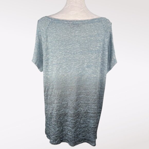 Juicy Couture Short Sleeve Shirt Ombre Knit Gray Blue Lightweight Slouchy XL - Picture 5 of 8